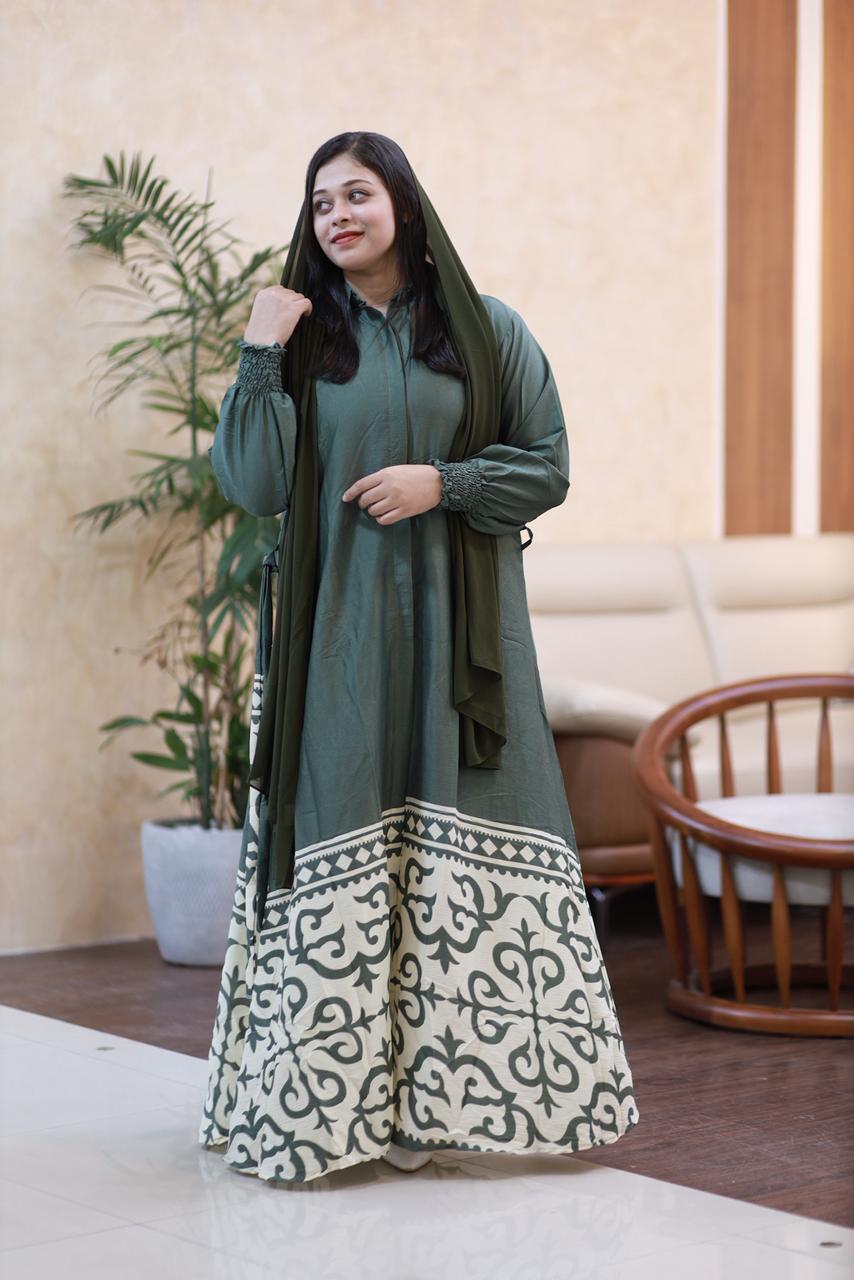 Elegant Printed Crush Gown