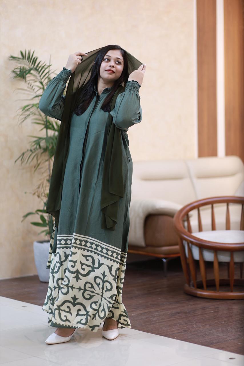 Elegant Printed Crush Gown