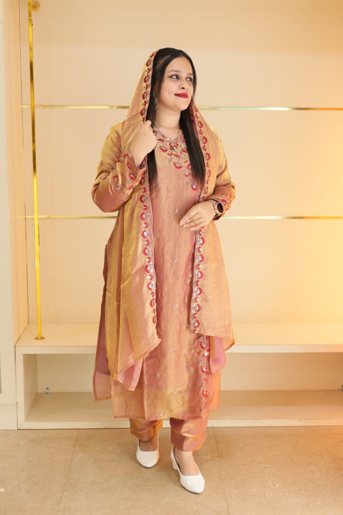 Premium Burberry Embroidered Salwar Set – Elegant & Timeless