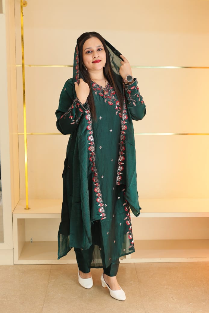 Premium Burberry Embroidered Salwar Set – Elegant & Timeless