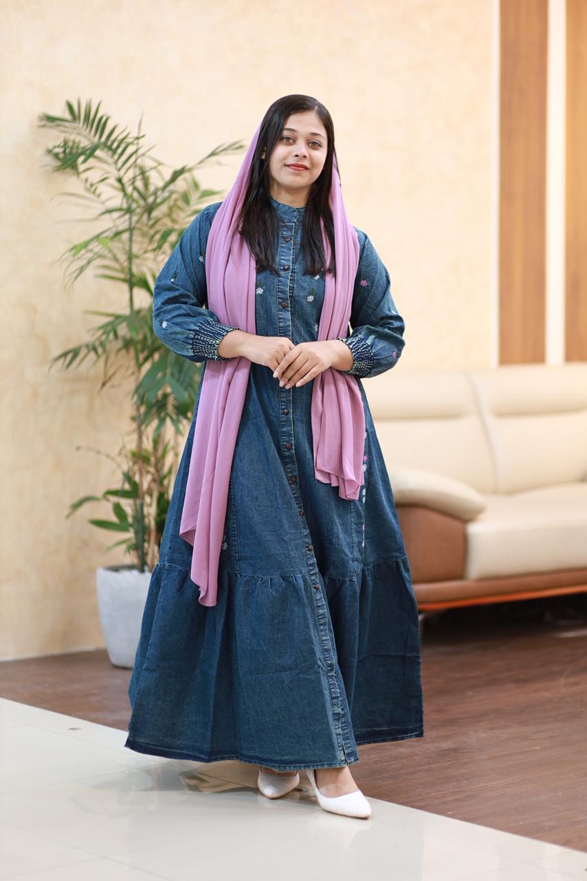 💙 New Stylish Denim Gown – Premium Imported Denim 💙