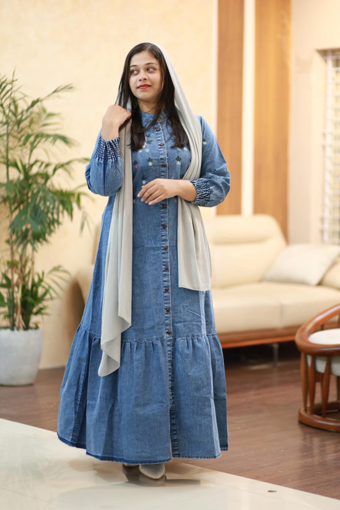 💙 New Stylish Denim Gown – Premium Quality 💙