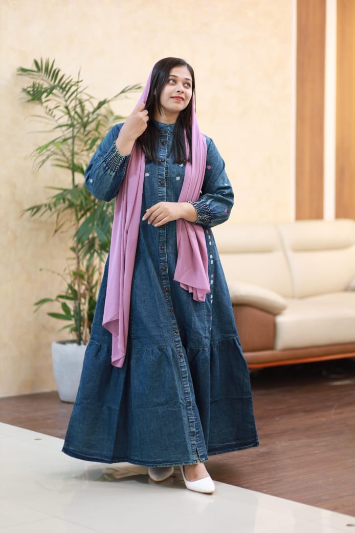 💙 New Stylish Denim Gown – Premium Quality 💙