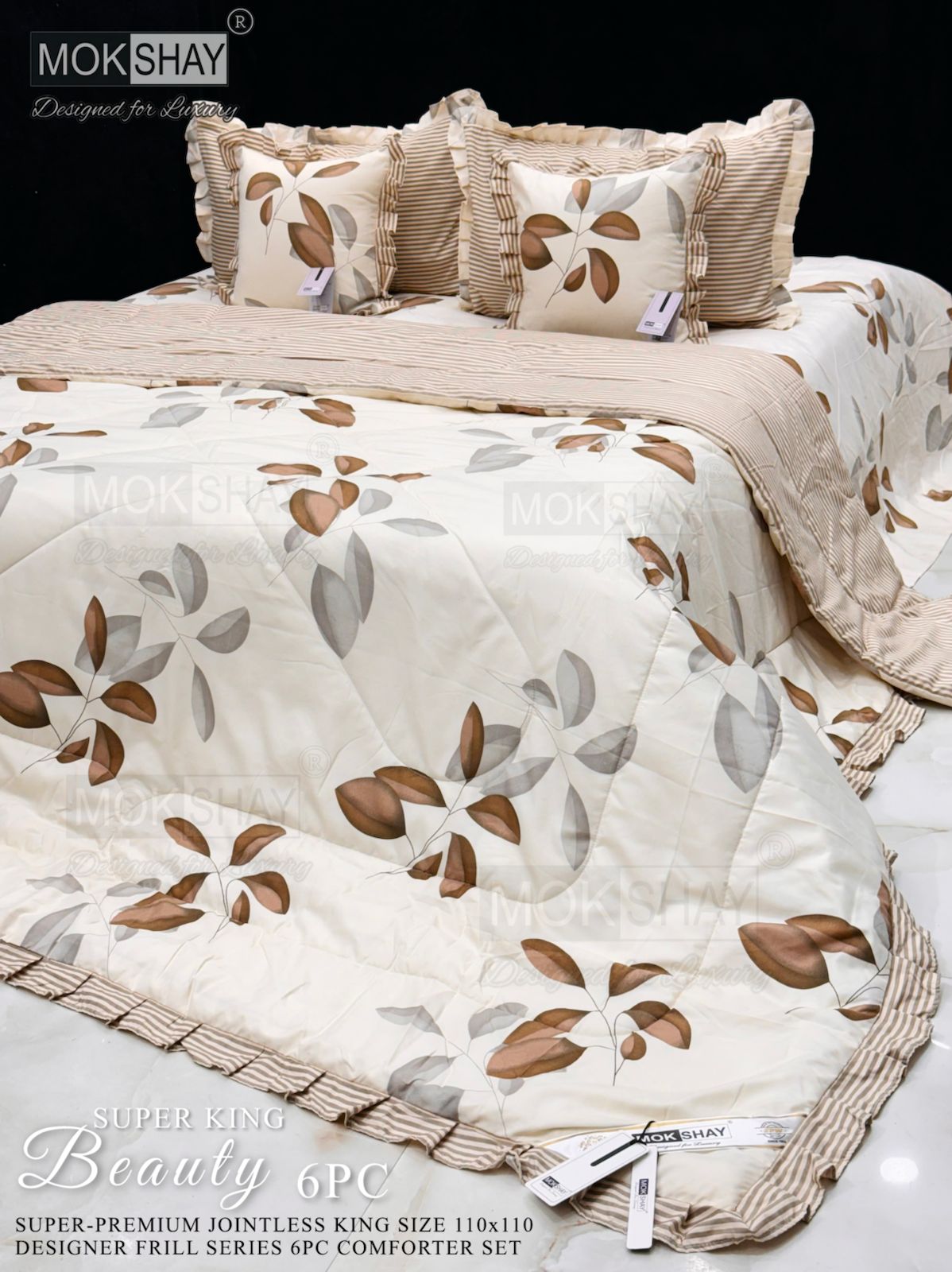 Mokshay® Beauty Superking 6-Piece Bedding Set