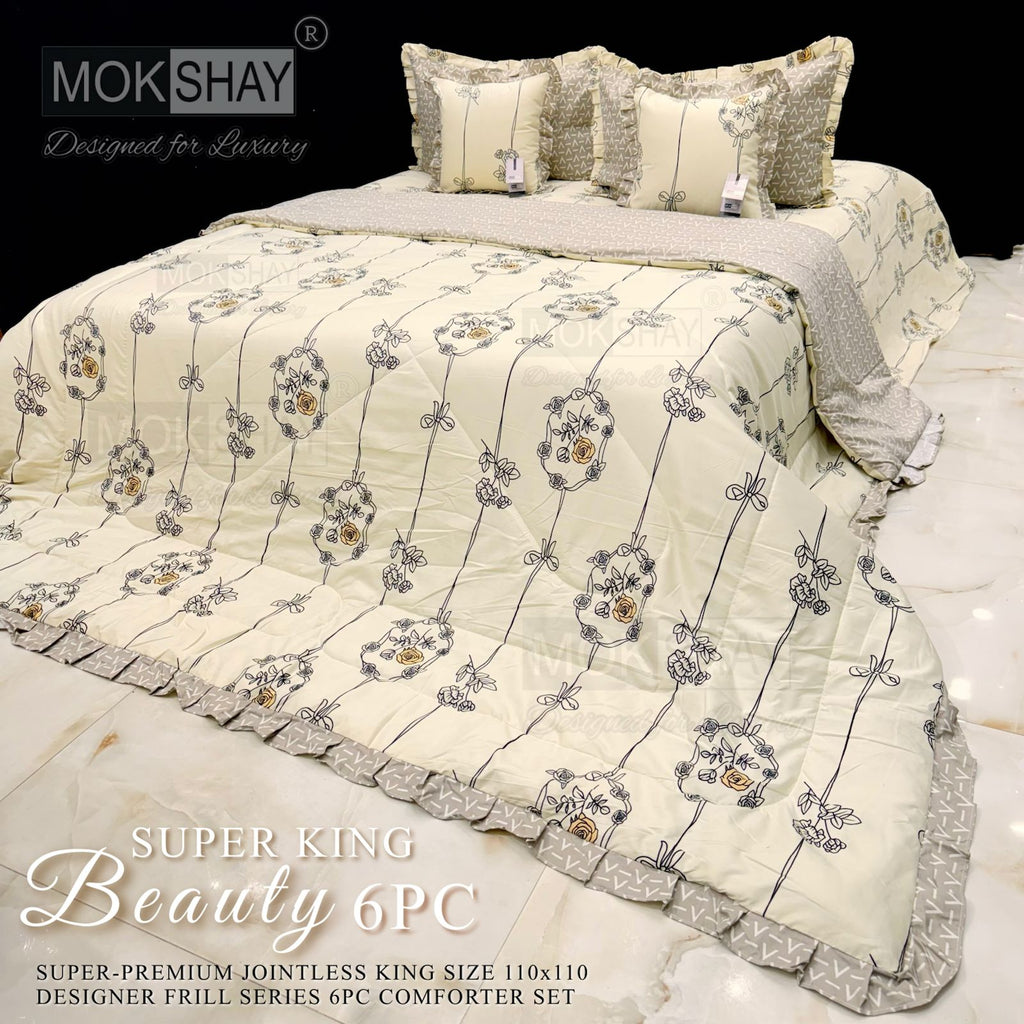 Mokshay® Beauty Superking 6-Piece Bedding Set