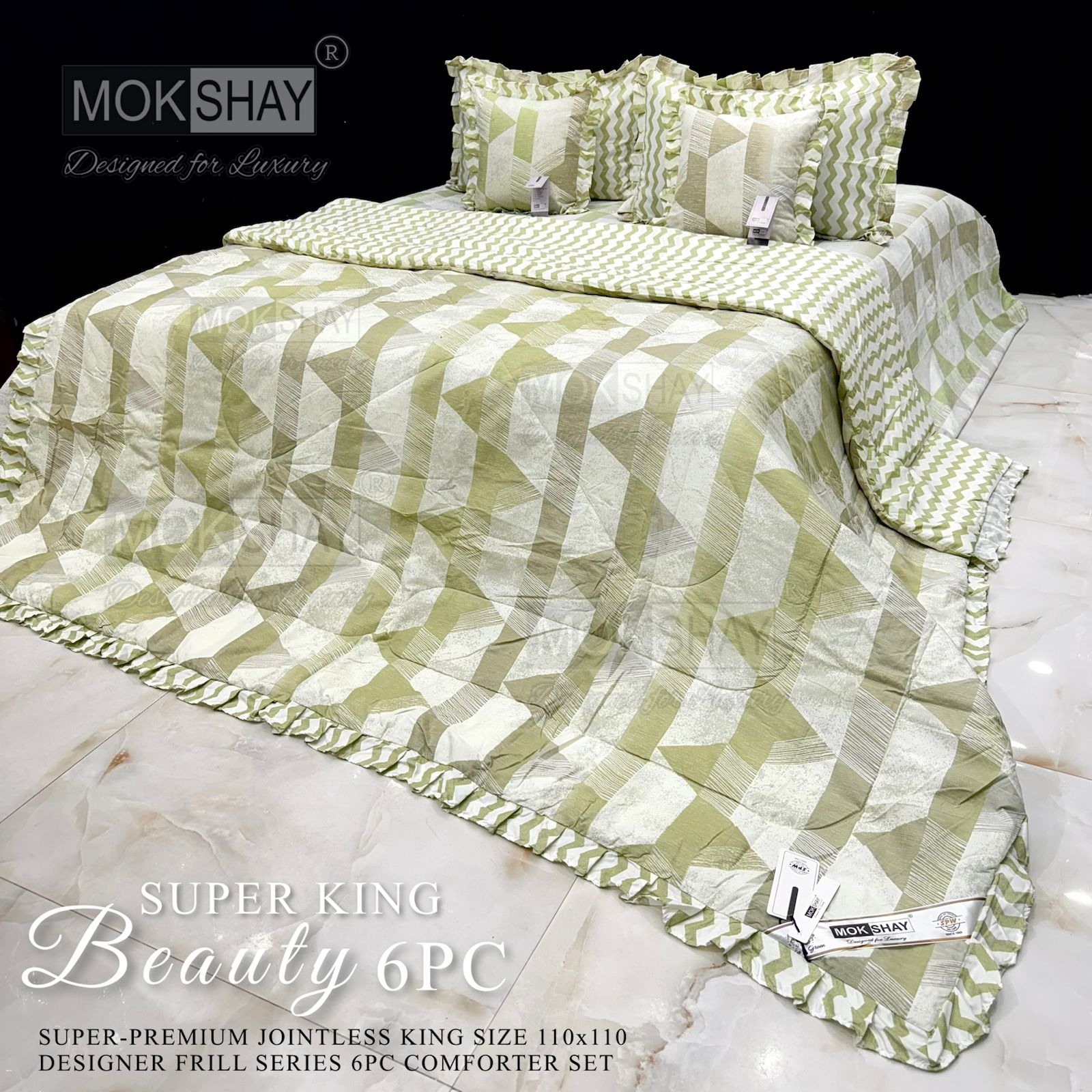 Mokshay® Beauty Superking 6-Piece Bedding Set