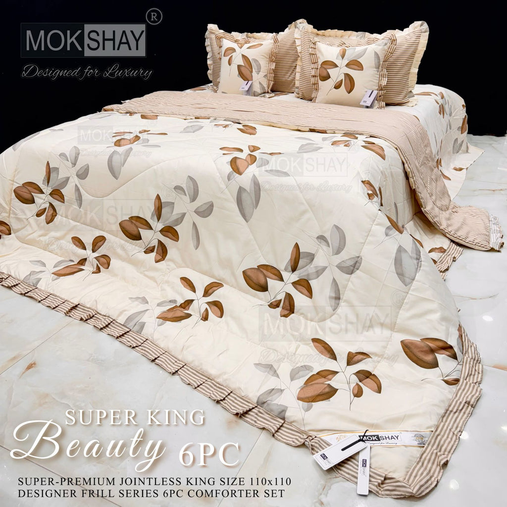 Mokshay® Beauty Superking 6-Piece Bedding Set