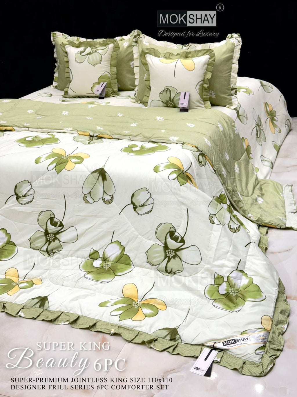 Mokshay® Beauty Superking 6-Piece Bedding Set