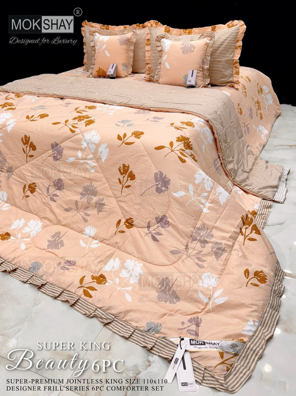 Mokshay® Beauty Superking 6-Piece Bedding Set