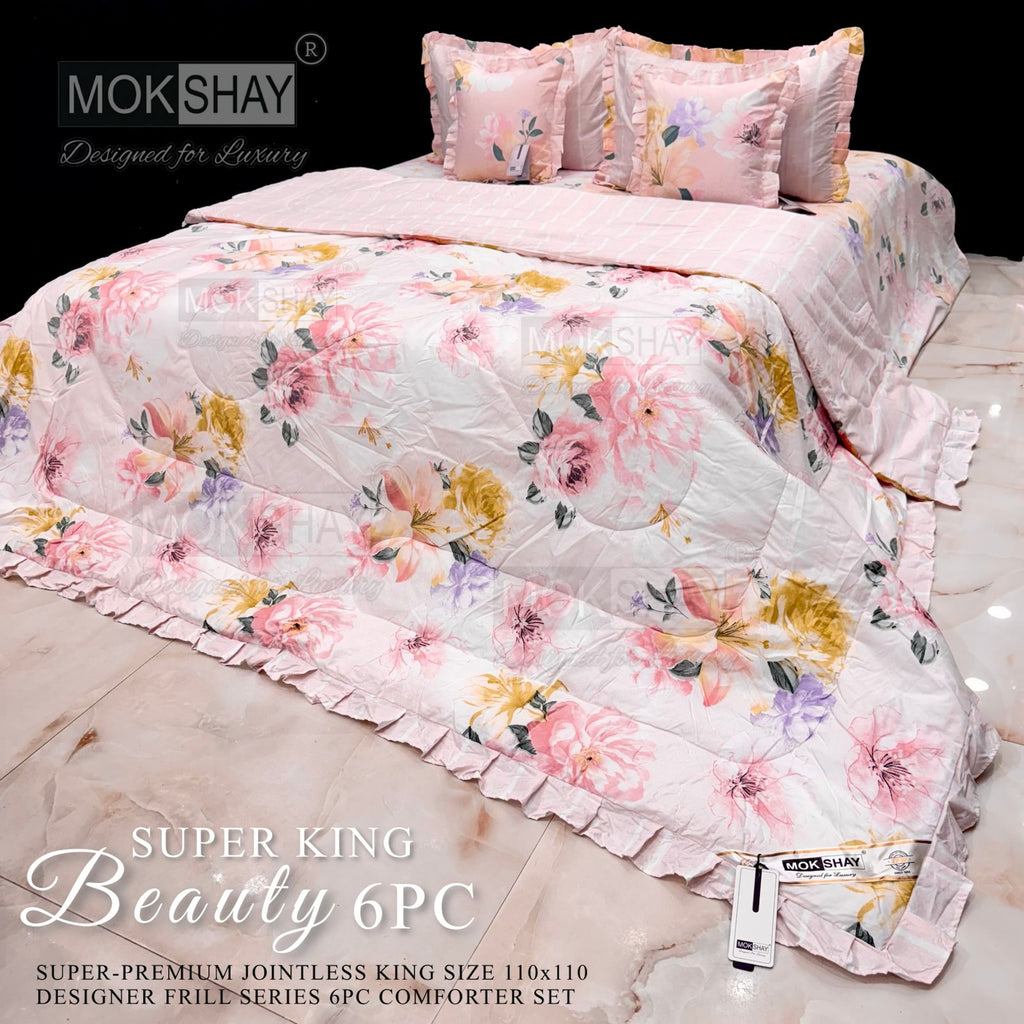 Mokshay® Beauty Superking 6-Piece Bedding Set