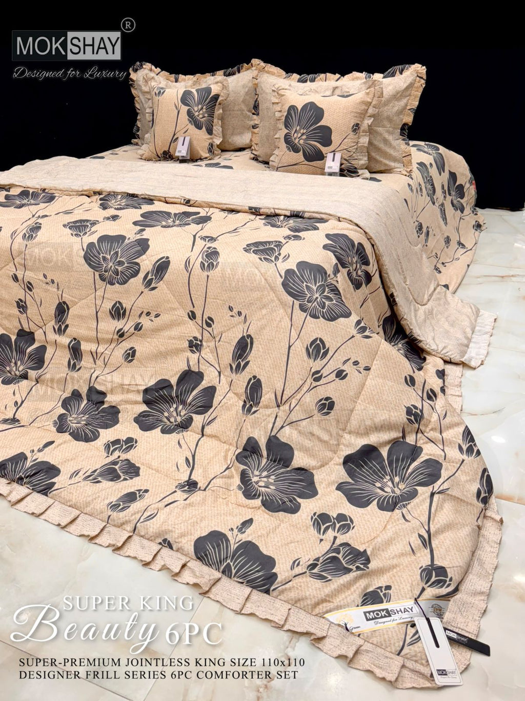 Mokshay® Beauty Superking 6-Piece Bedding Set