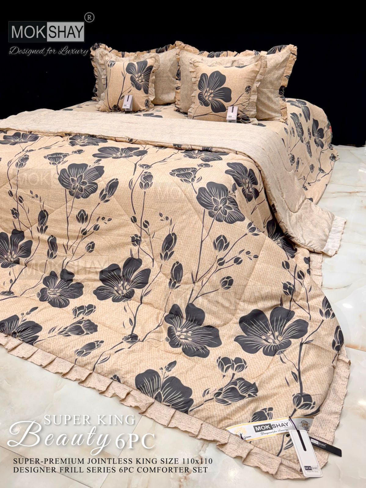 Mokshay® Beauty Superking 6-Piece Bedding Set