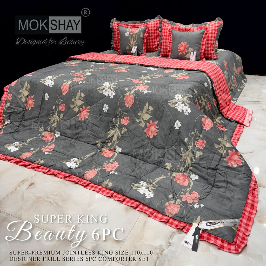 Mokshay® Beauty Superking 6-Piece Bedding Set