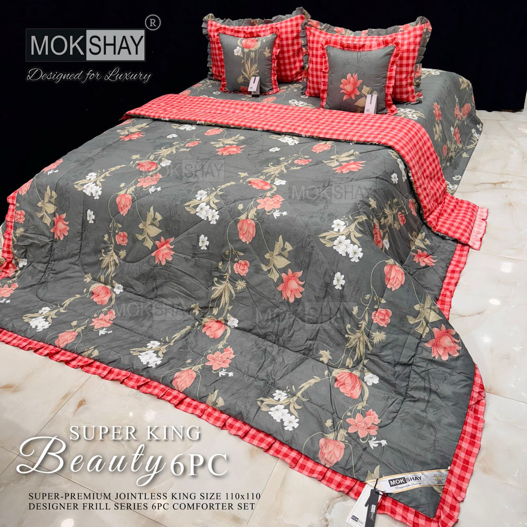 Mokshay® Beauty Superking 6-Piece Bedding Set