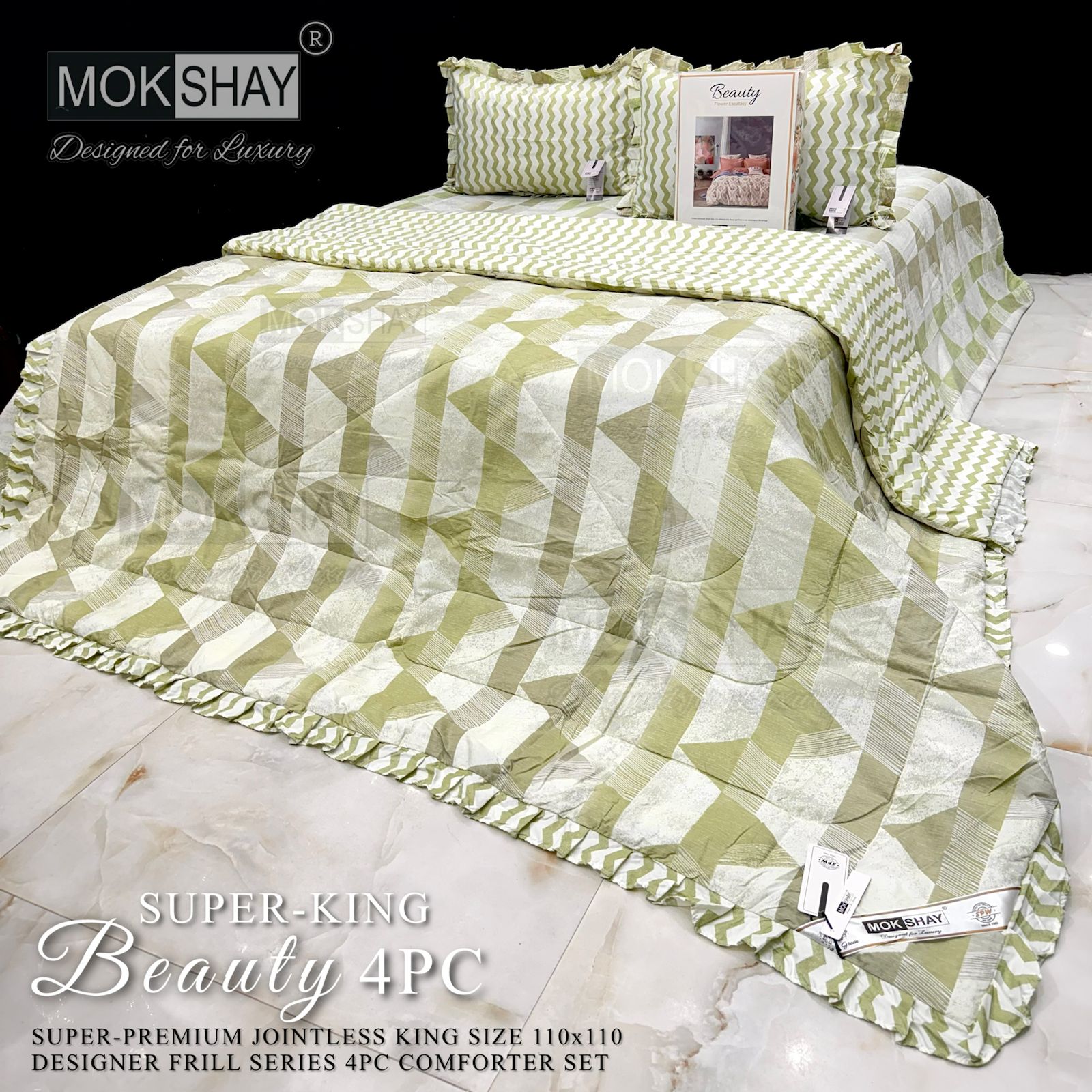 Mokshay® Beauty Superking 4-Piece Bedding Set