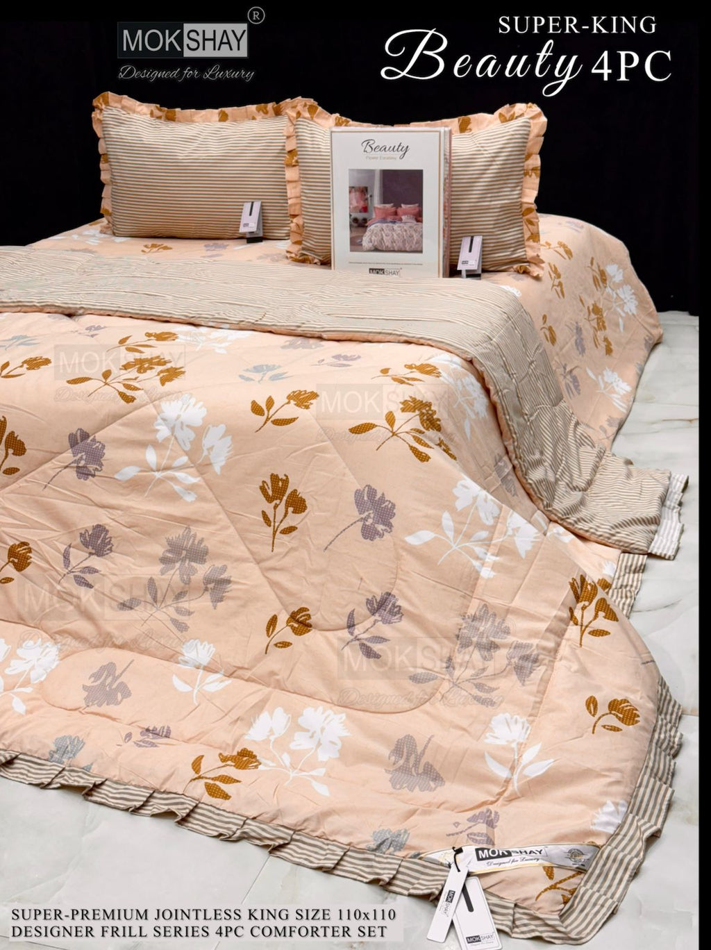 Mokshay® Beauty Superking 4-Piece Bedding Set