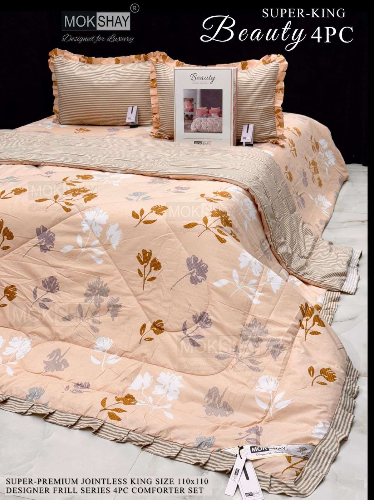 Mokshay® Beauty Superking 4-Piece Bedding Set