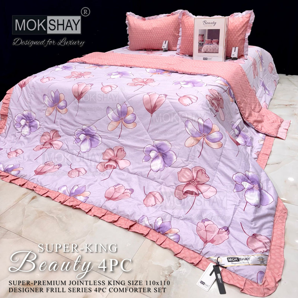 Mokshay® Beauty Superking 4-Piece Bedding Set