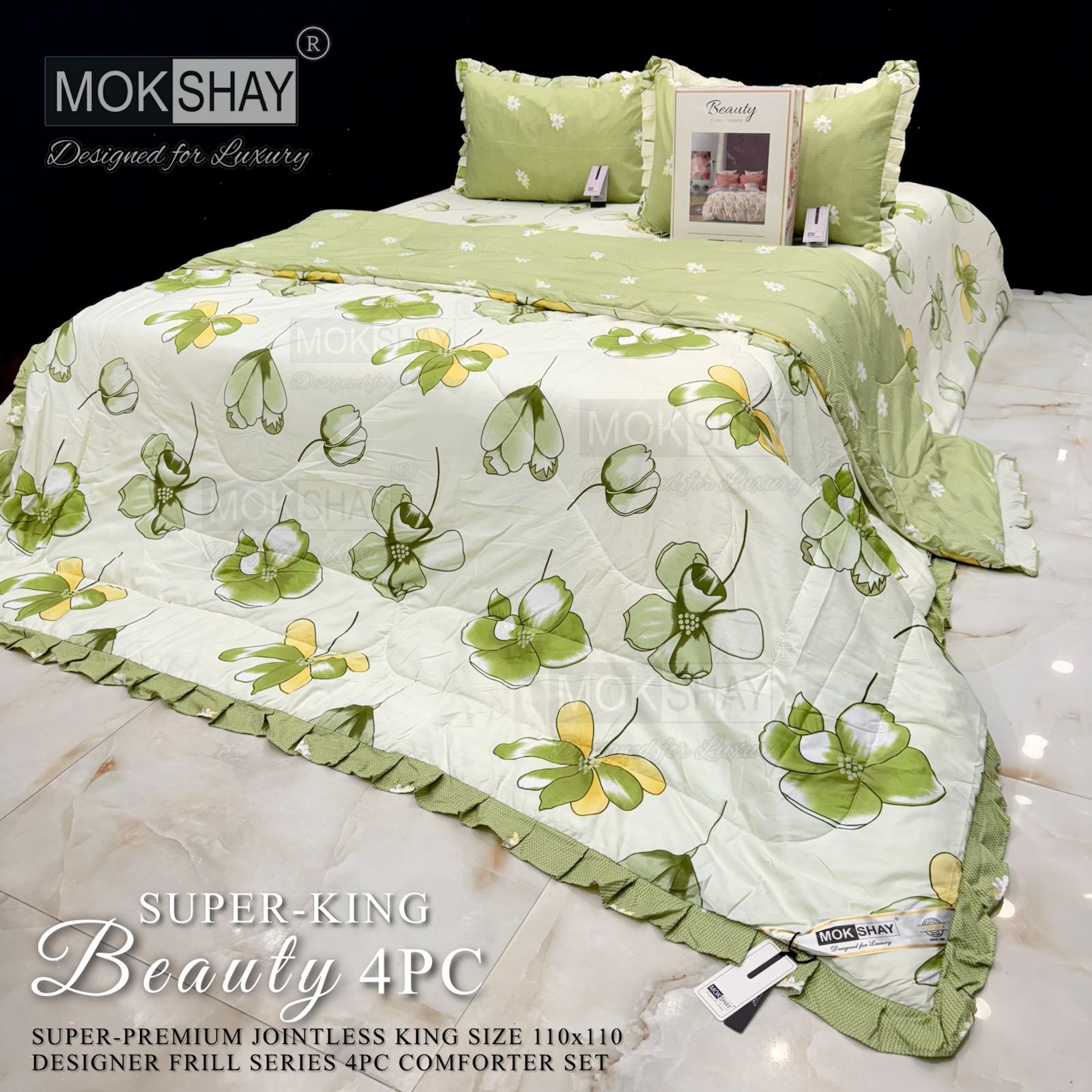 Mokshay® Beauty Superking 4-Piece Bedding Set