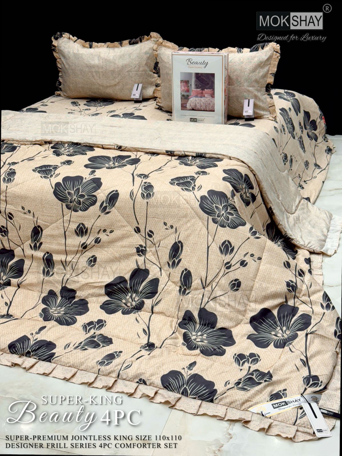 Mokshay® Beauty Superking 4-Piece Bedding Set