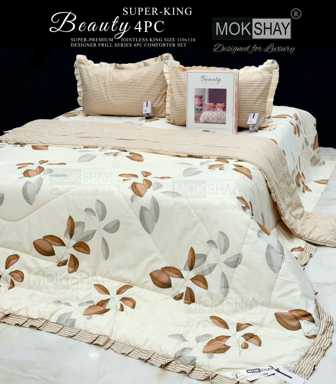 Mokshay® Beauty Superking 4-Piece Bedding Set