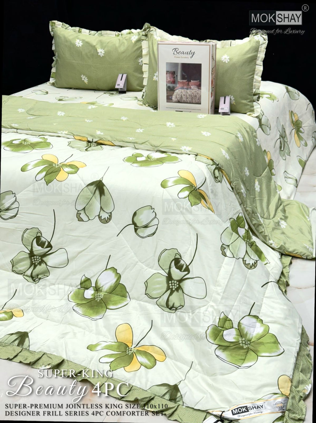 Mokshay® Beauty Superking 4-Piece Bedding Set