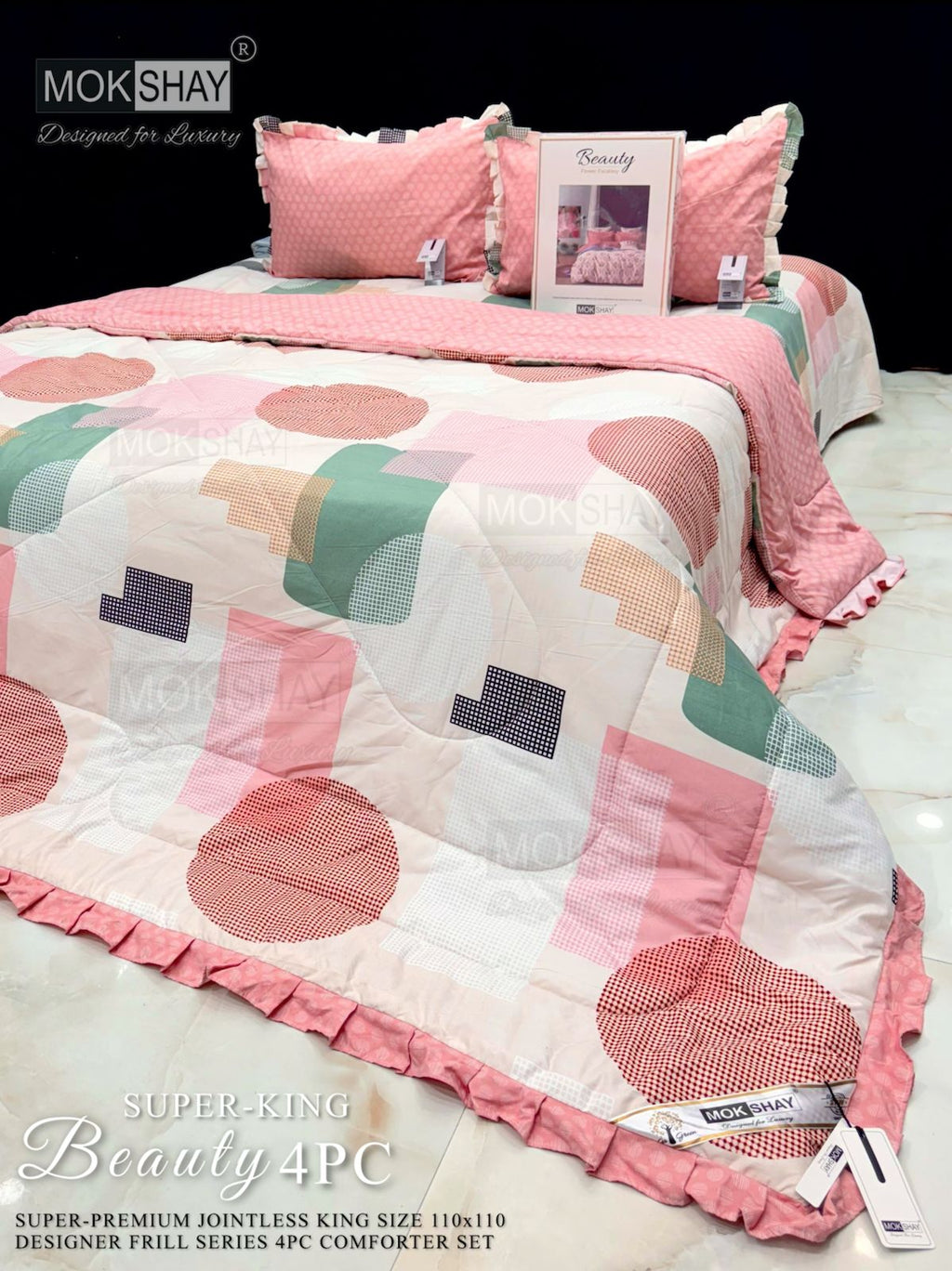 Mokshay® Beauty Superking 4-Piece Bedding Set