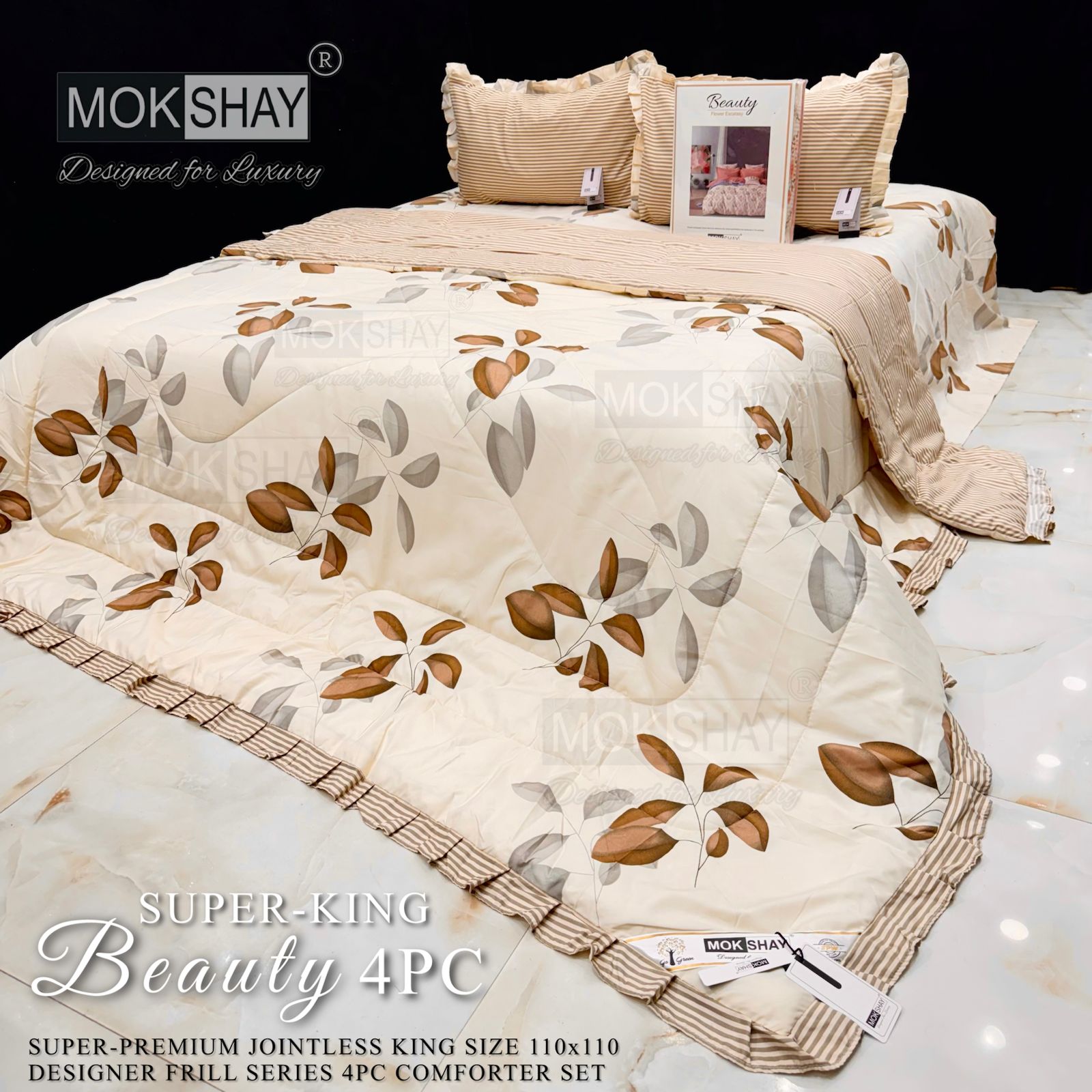 Mokshay® Beauty Superking 4-Piece Bedding Set