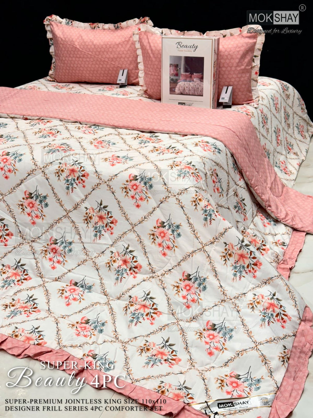 Mokshay® Beauty Superking 4-Piece Bedding Set