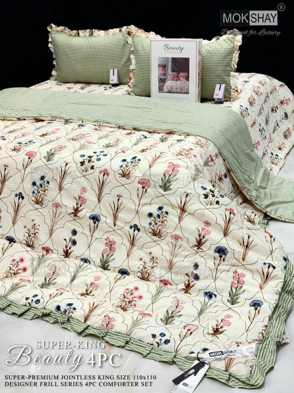 Mokshay® Beauty Superking 4-Piece Bedding Set