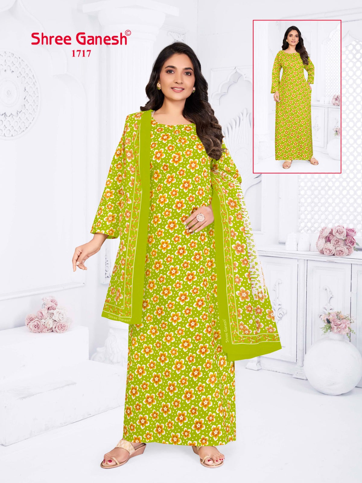 Shree Ganesh Cotton Nighty With Shawl